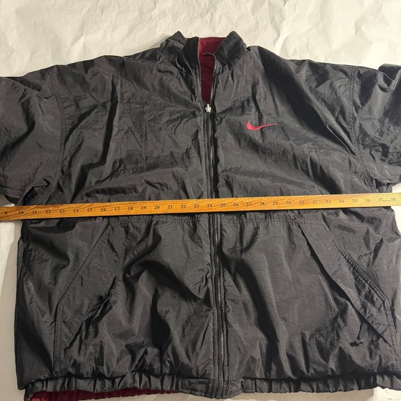 Nike Reversible Jacket Swoosh VTG Y2K Mens XL Red Black Puffer Coat Oversize - Picture 8 of 10